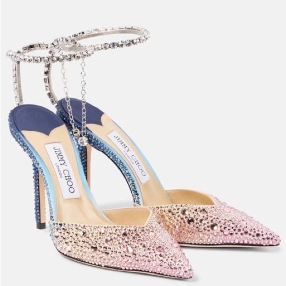 Jimmy Choo Pink and Blue Embellished Heels